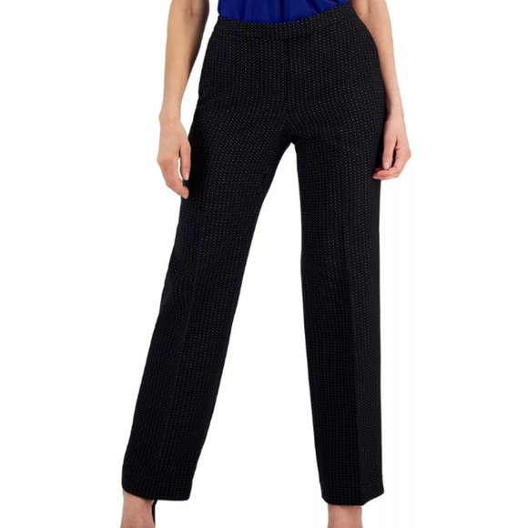 Kasper NWT Women's Navy/White Dot Jacquard Ankle Pants, Size 18 - Picture 2 of 6